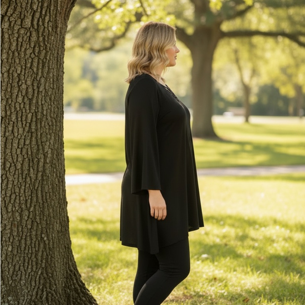 Avenue Black Asymmetrical Top - Picture 2 of 8